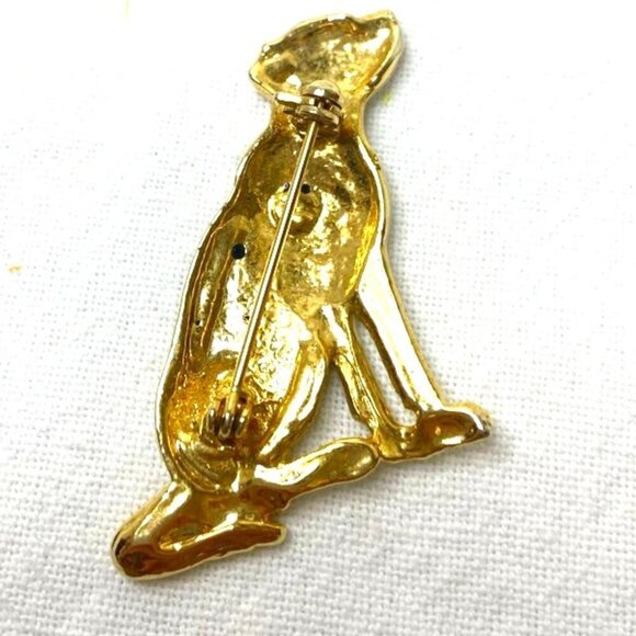 Vintage Dalmatian Dog Pin Brooch Enamel Rhinestone Green Eye - Picture 3 of 3